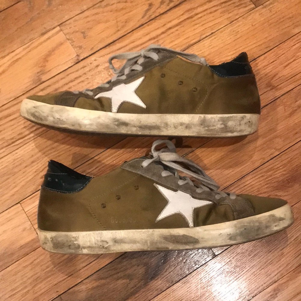 Golden Goose Olive Satin Sneakers